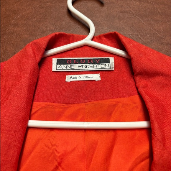 Orange linen women’s suit jacket - Picture 3 of 4